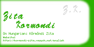 zita kormondi business card
